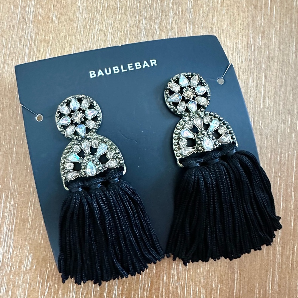 [NEW UNWORN] BAUBLEBAR Pisa Tassel Earrings, Black/ Gold